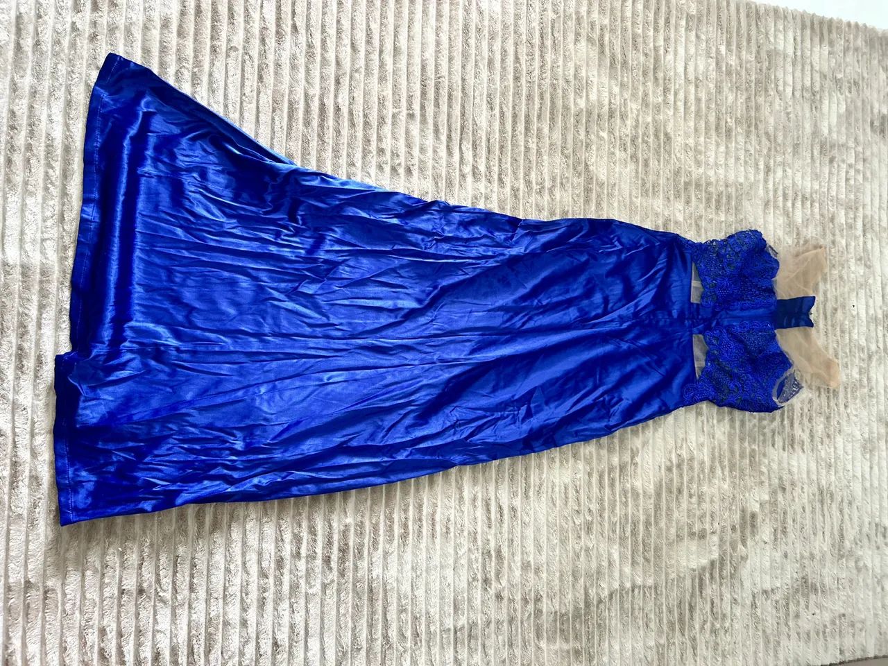 Vestido de festa azul com renda - Foto 3