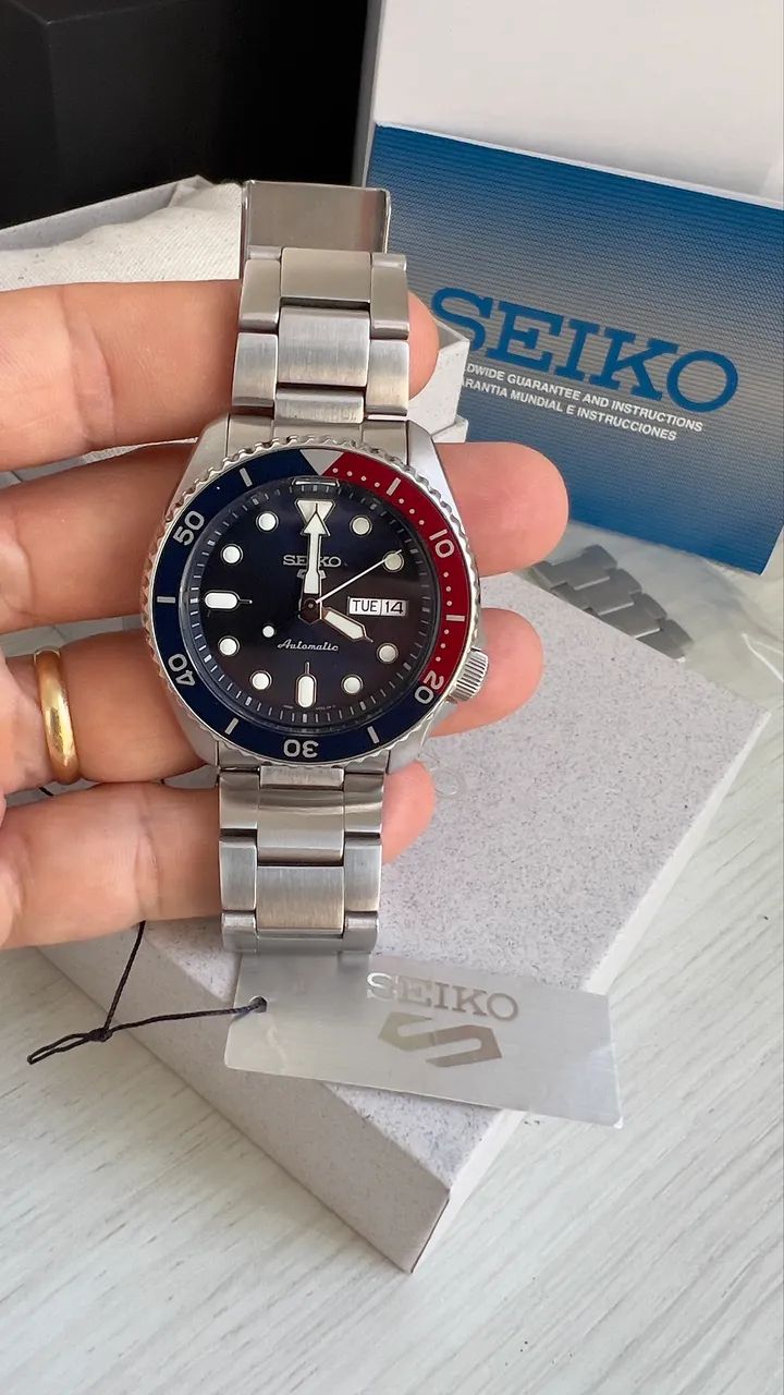 Relógio Seiko 5 Sports Pepsi SRPD53 Automático - Full Set (Com Caixa e Tag) - Foto 4