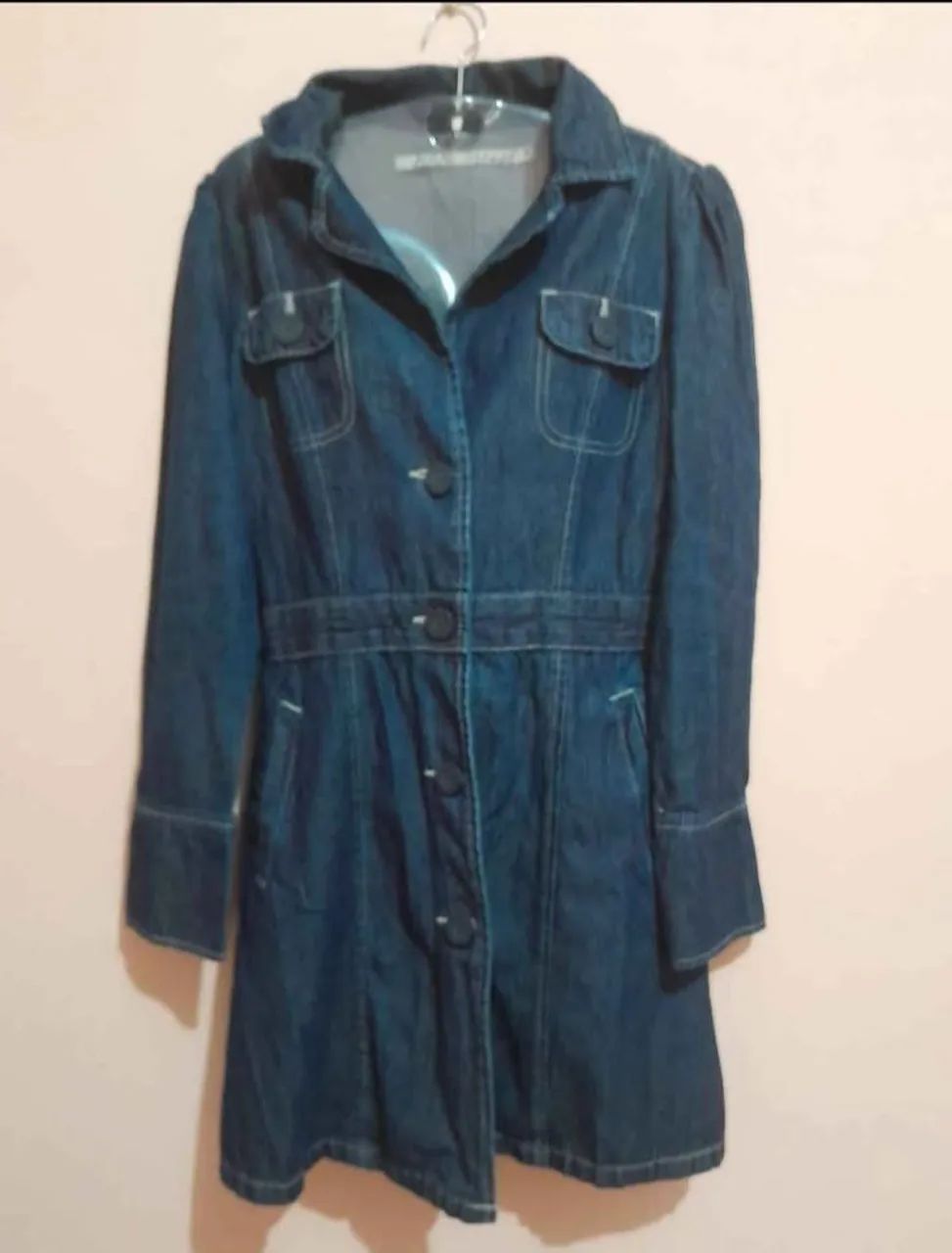 Casaco jeans estilo sobretudo (tam 38) - Foto 2