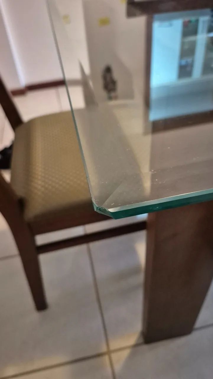 Mesa de Jantar Madeira com Tampo de Vidro Quadrada + 4 Cadeiras - Foto 2