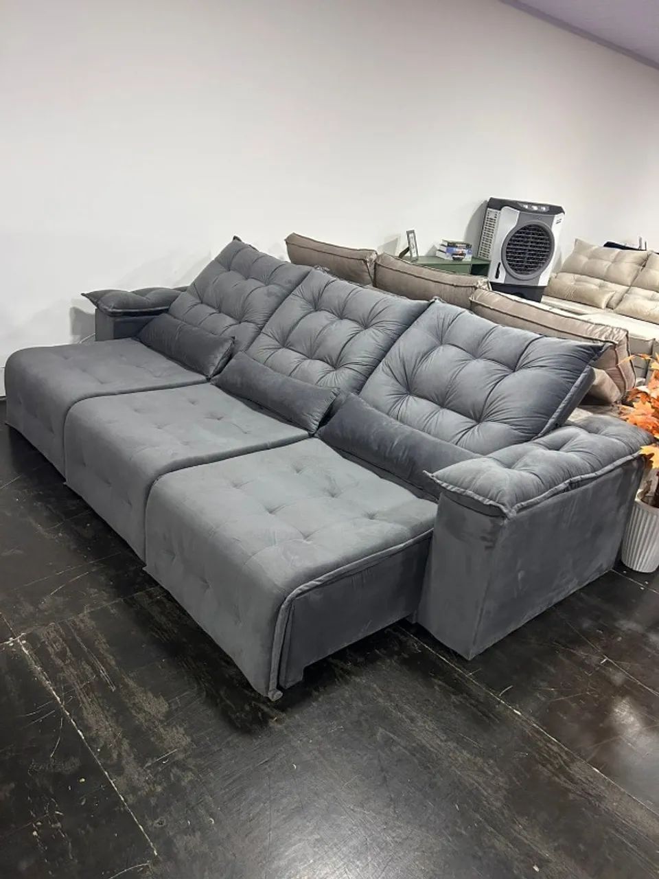 Sofá Retrátil e Reclinável 2.90cm Cinza Lançamento