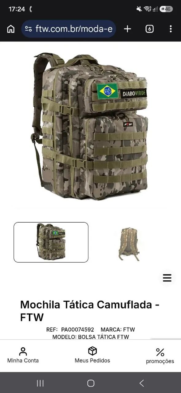Vendo mochila tatica ftw 50l nova 