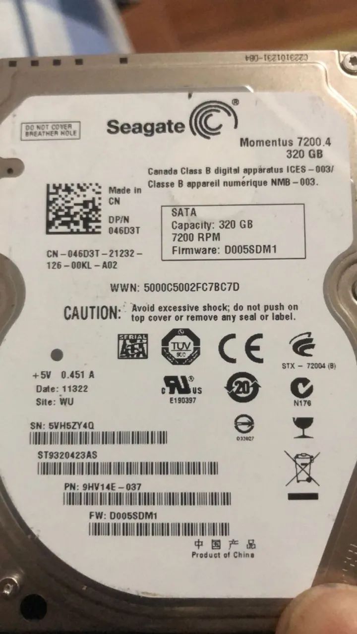 HDs 320GB SATA Slim para Notebook - Testados e Funcionando Perfeitamente