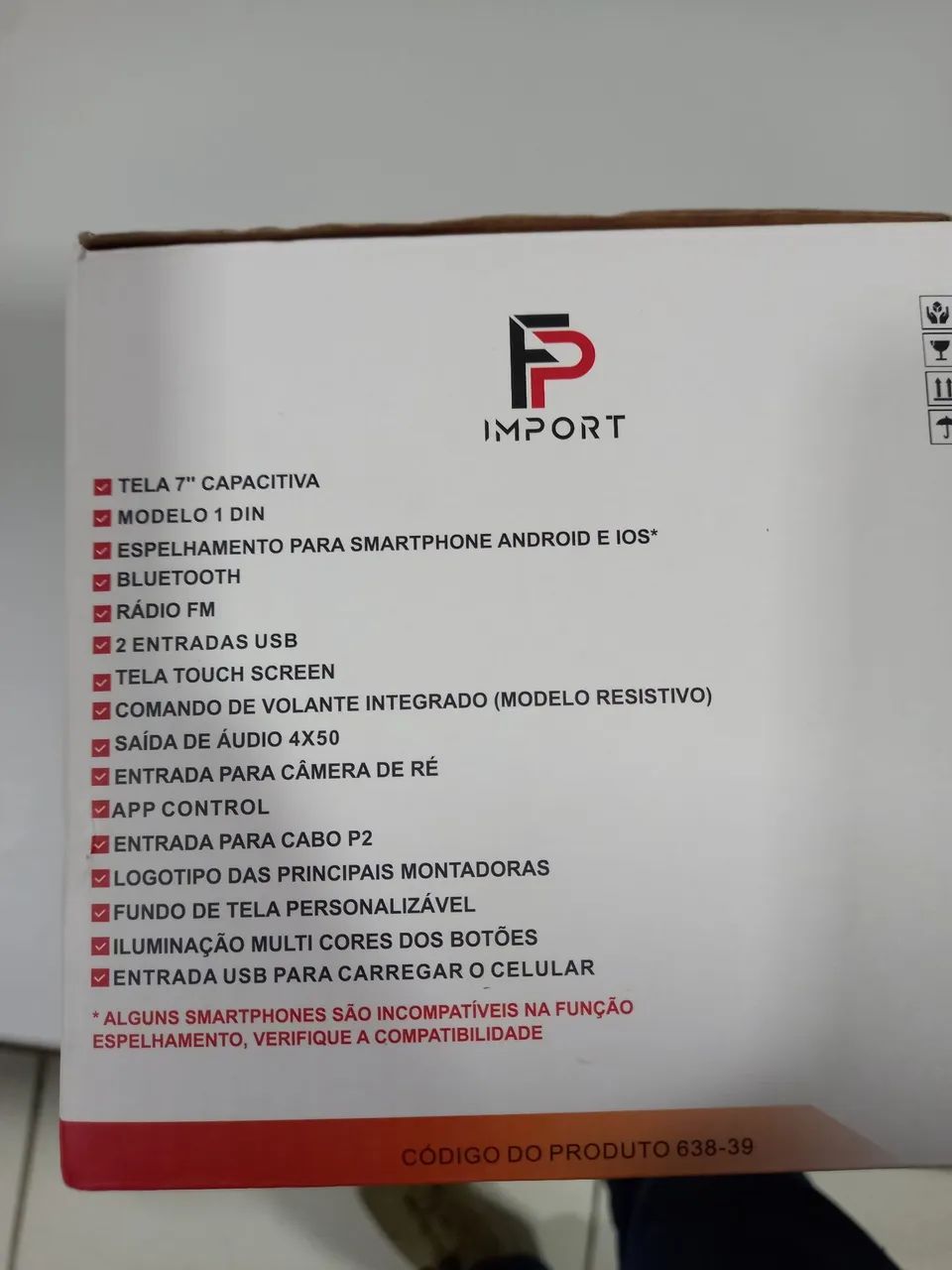 Central Multimídia FP Import MP5 7 Polegadas Espelhamento Viperx Corpo 1Din Automotiva - Foto 2