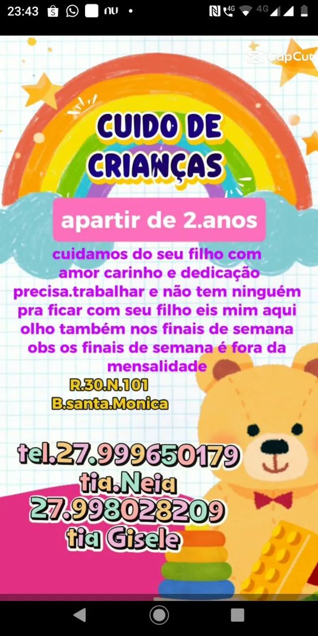 Cuidamos do seu filho com amor 