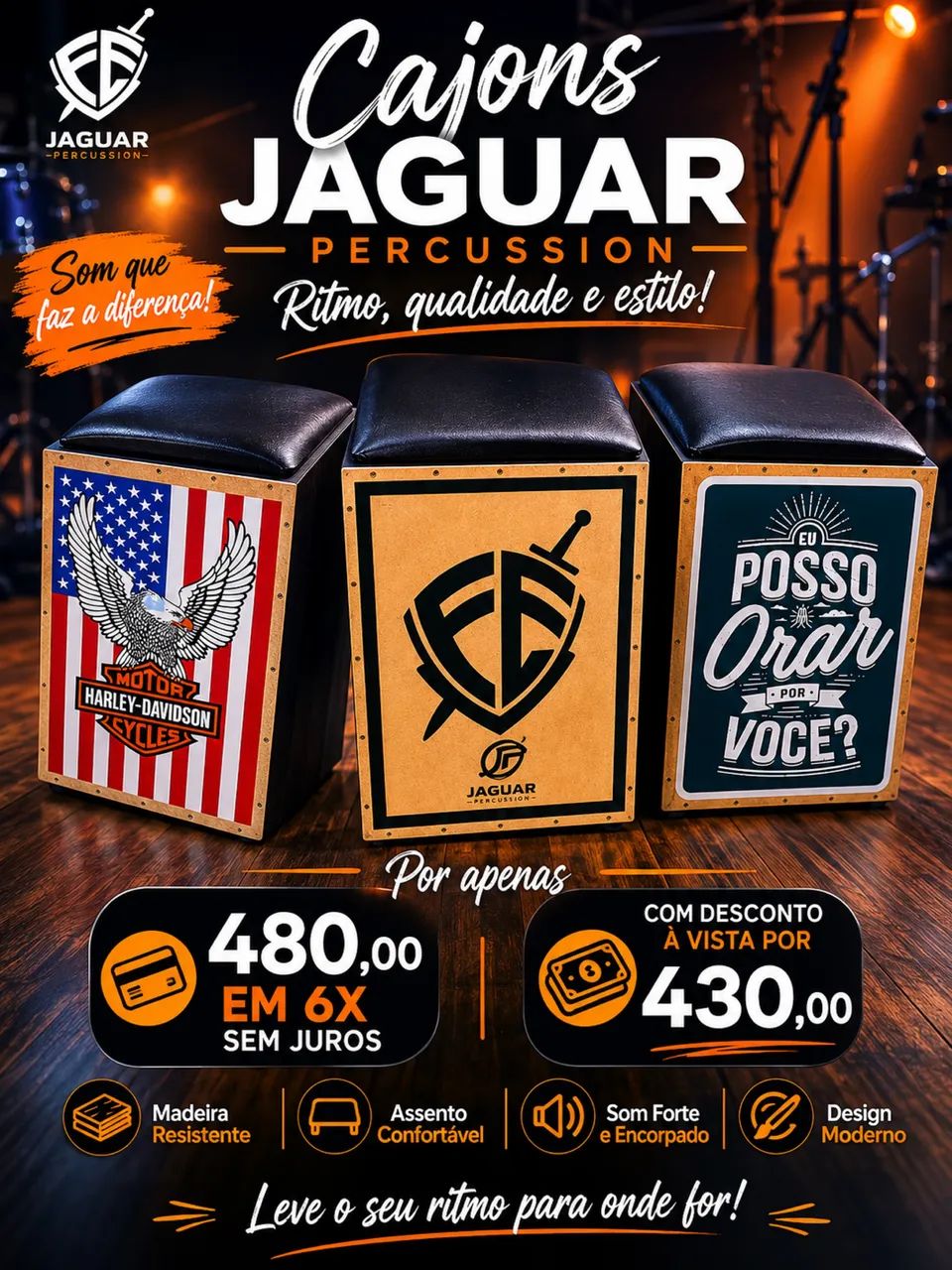 Cajon acústico em promoção 