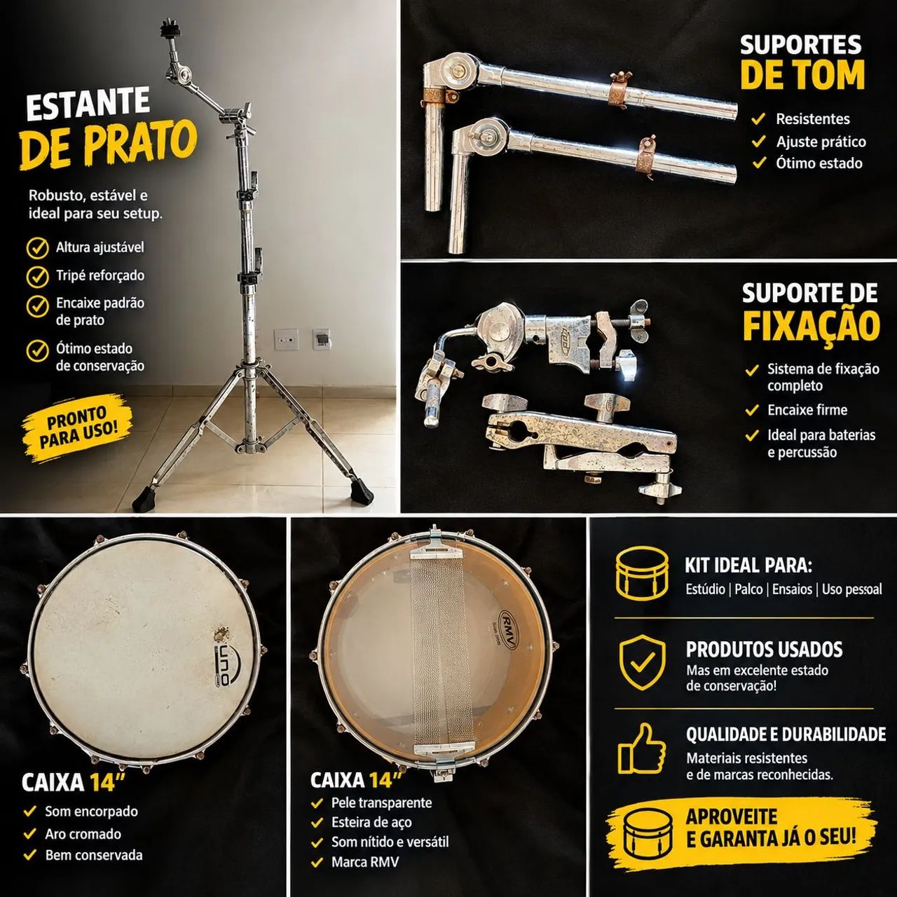 Peças para bateria e percussão 
