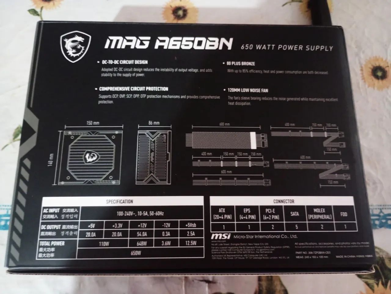Fonte MSI MAG A650BN Novinha - Foto 3