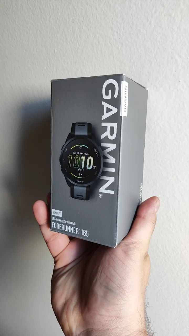 Smartwatch Relógio Garmin Forerunner 165 Lacrado novo 43mm Preto e cinza - Na caixa