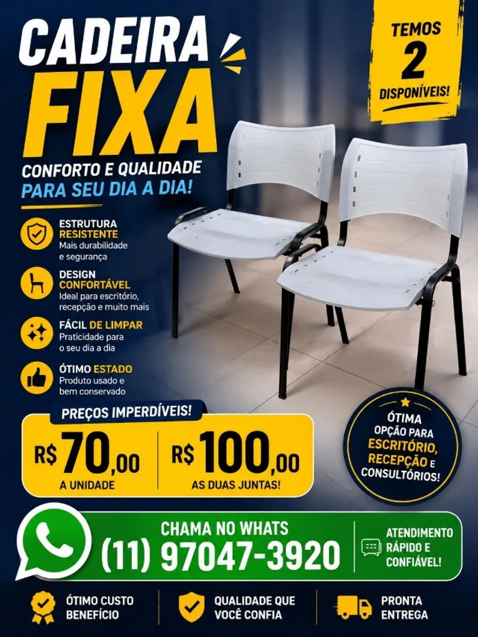 CADEIRA FIXA DE PLASTICO