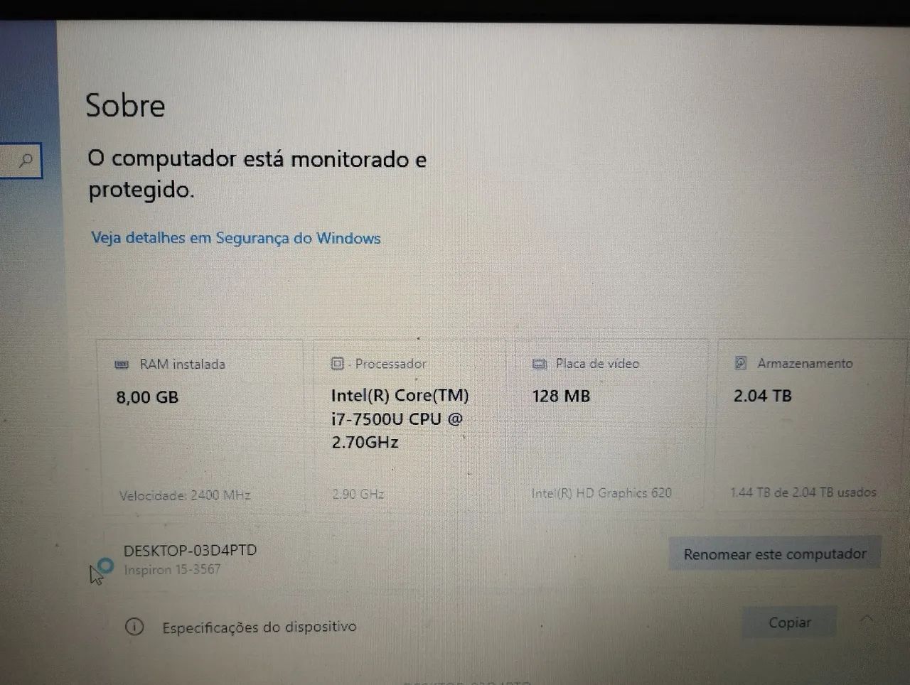Notebook Dell 15-3567 i7 sétima geração bem conservado  - Foto 2