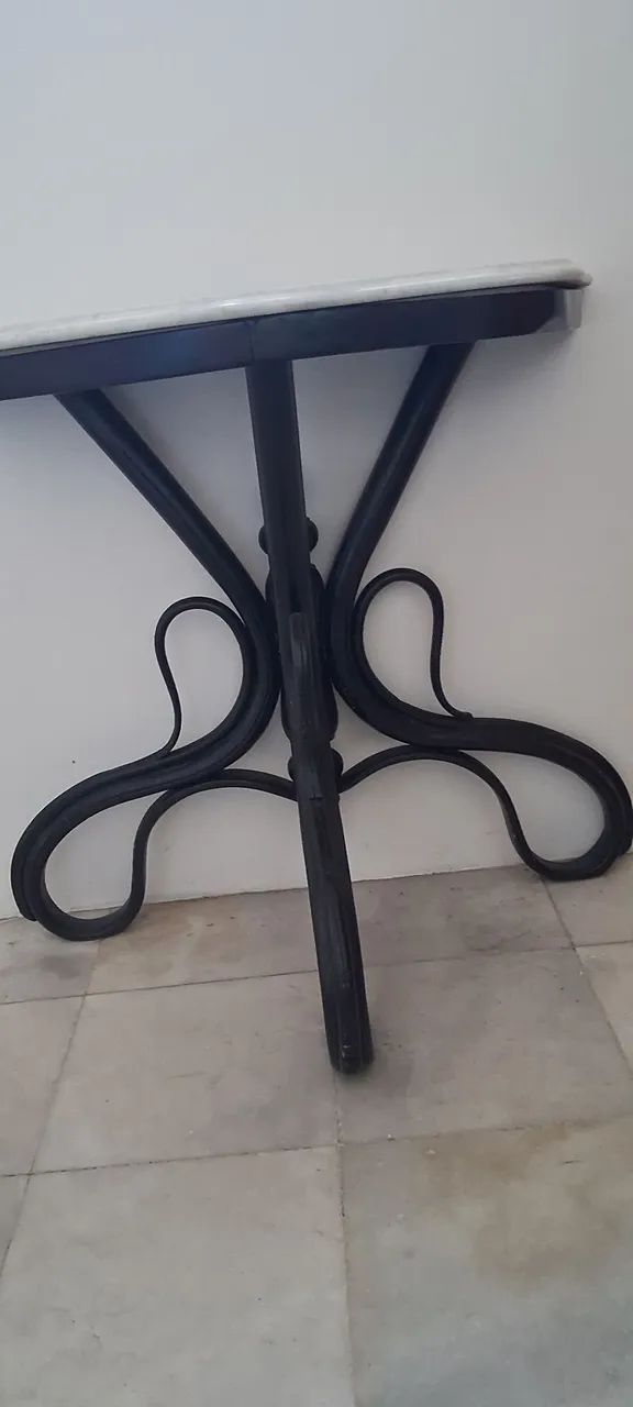 Aparador Meia Lua Mármore + Base Madeira Curva - Console de Entrada - Foto 3