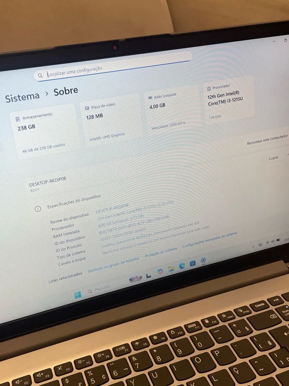 Notebook i3 12ª Ger/ SSD 256GB/ FUNIONANDO PERFEITAMENTE  - Foto 5