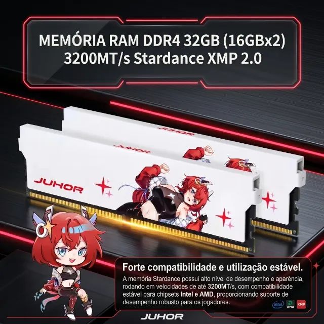 Kit Memória RAM DDR4 32GB (2x16GB) JUHOR 3200MHz CL16 - Novas e Lacradas PC gamer - Foto 2