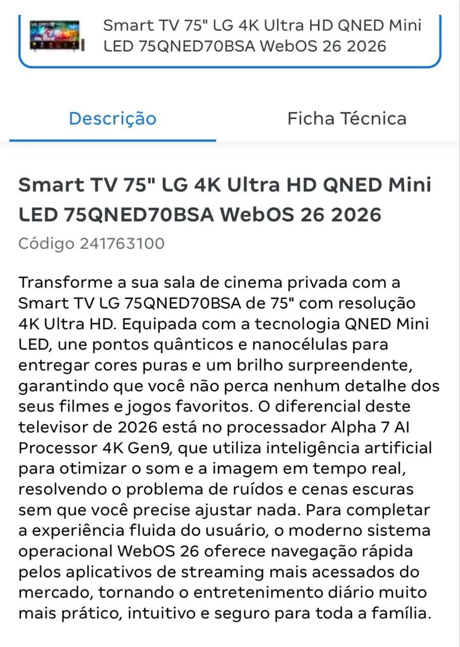 TV LG75 Qned 2026 - Foto 4