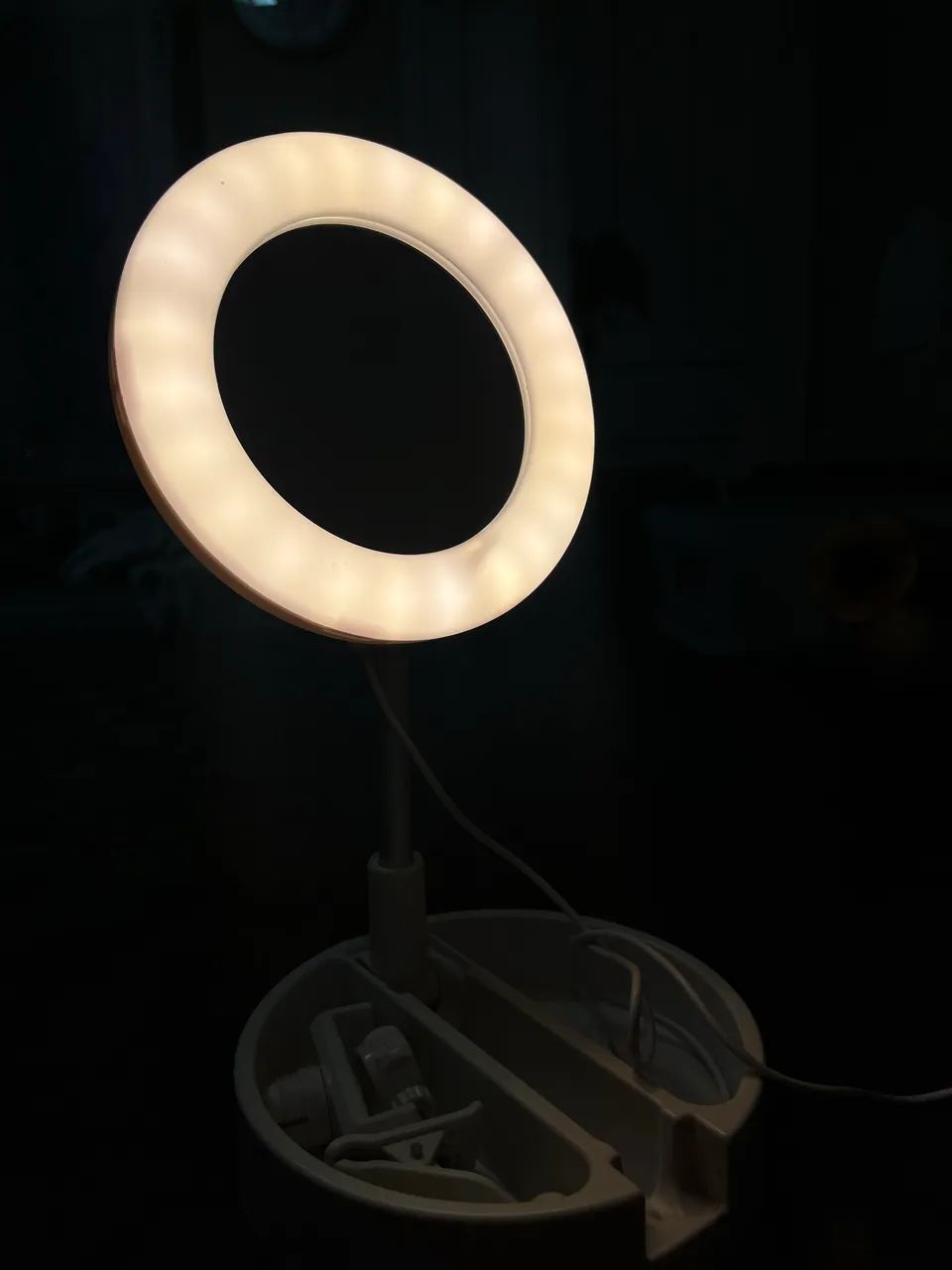 Espelho com Luz LED e Base Organizadora - Funciona Perfeitamente