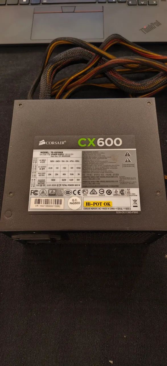 Fonte Corsair CX600 600W 80 Plus Bronze - Usada - Foto 3