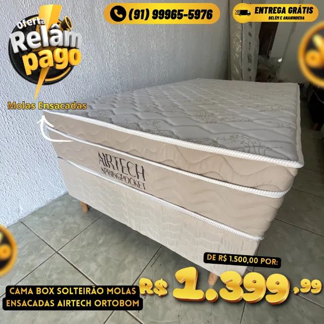 Cama Box Solteirão Airtech Ortobom Molas Ensacadas