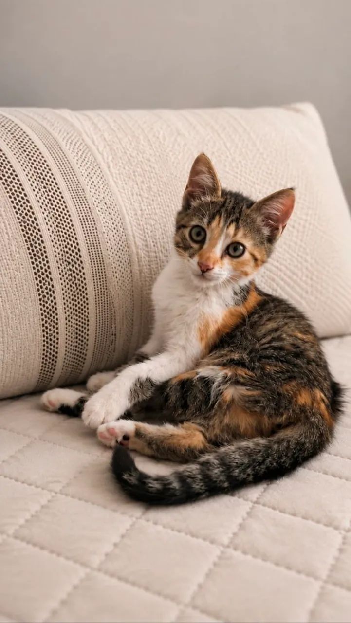 Linda gatinha tricolor muito dócil para adoção responsável. - Foto 5