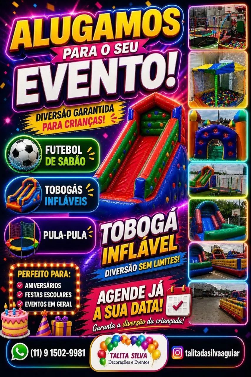 Brinquedos infláveis e barraquinha e carrinhos de algodão doce e pipoca  - Foto 4
