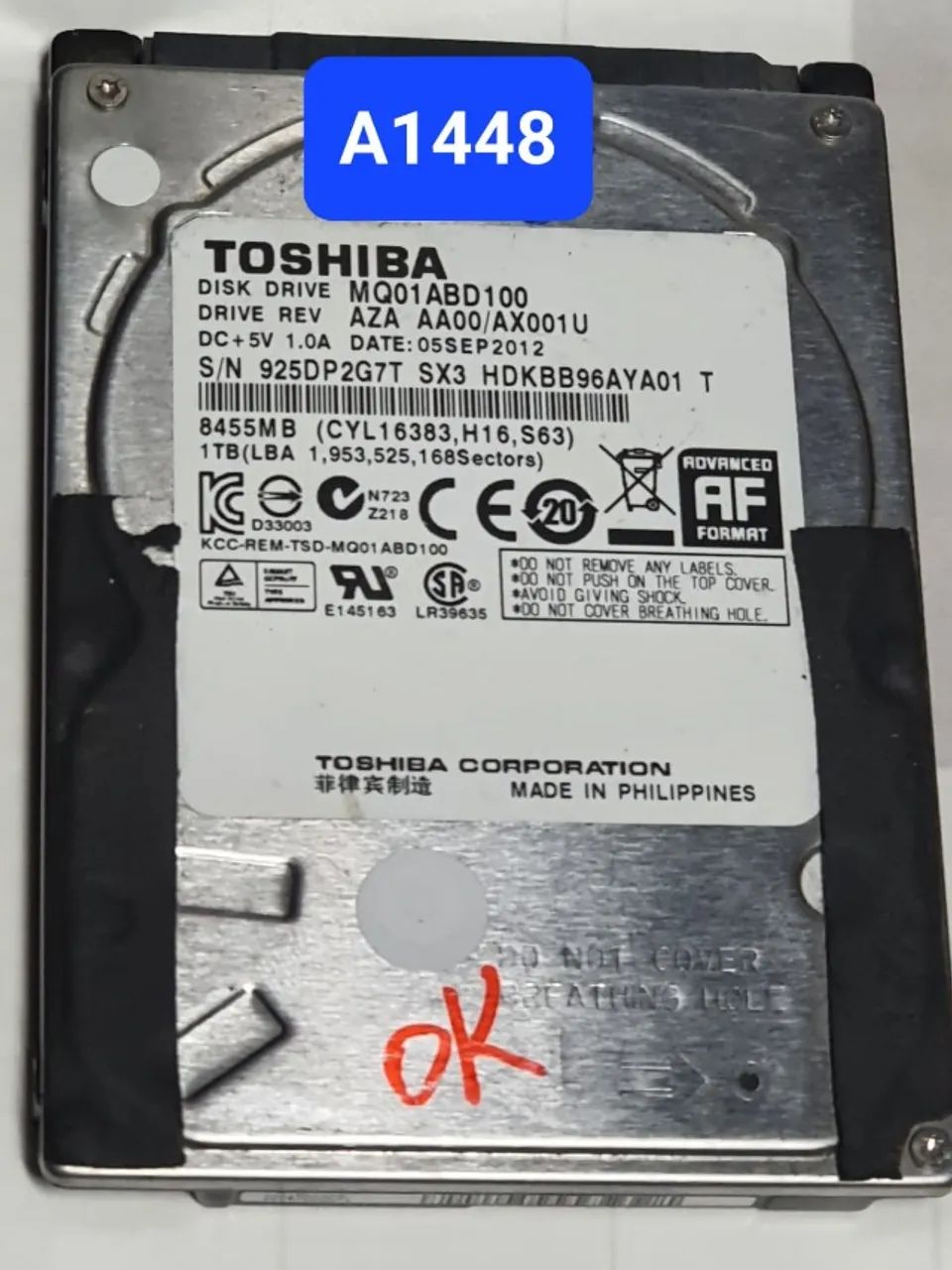 Placa HD 1 Tb Mq01abd100 - Fw: Ax001u - Cod. A1448*