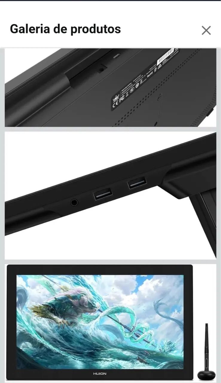 MESA DIGITALIZADORA GT2401 HUION KAMVAS PRO - TAMANHO 24", TELA UHD 4K (Lacrada sem uso) - Foto 4