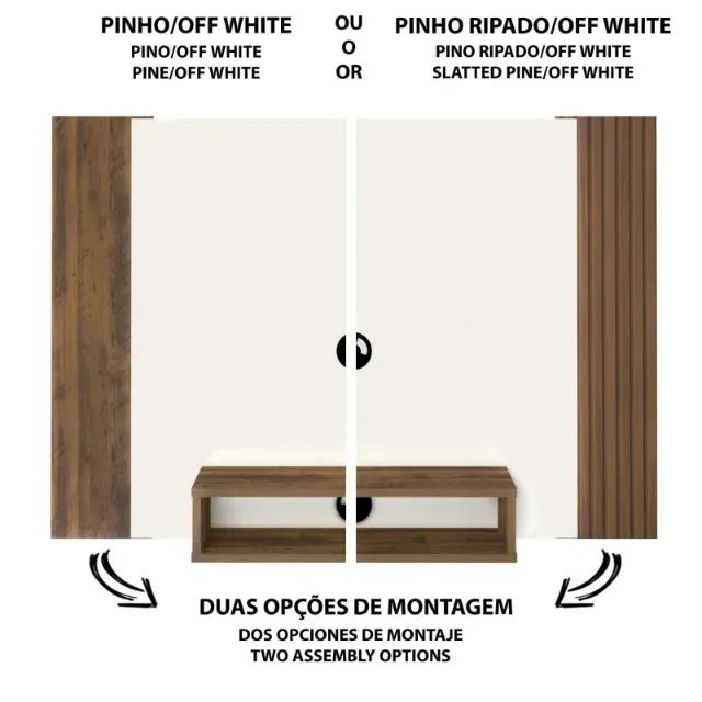Painel Cine Pinho Ripado/Off White - Foto 3