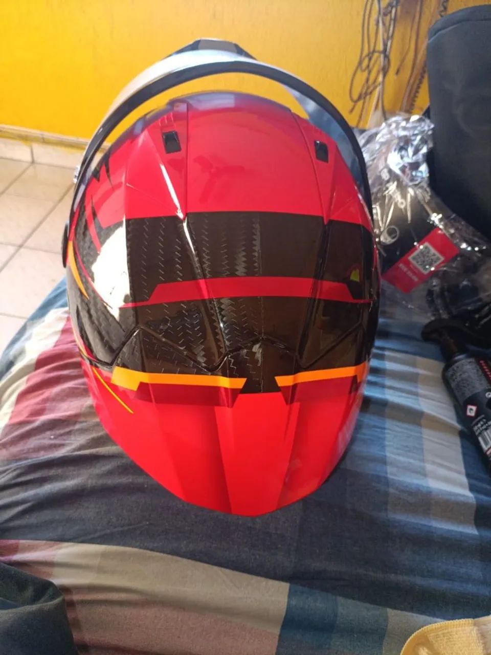 Capacete LS2 thunder carbon GP fire vermelho  - Foto 3