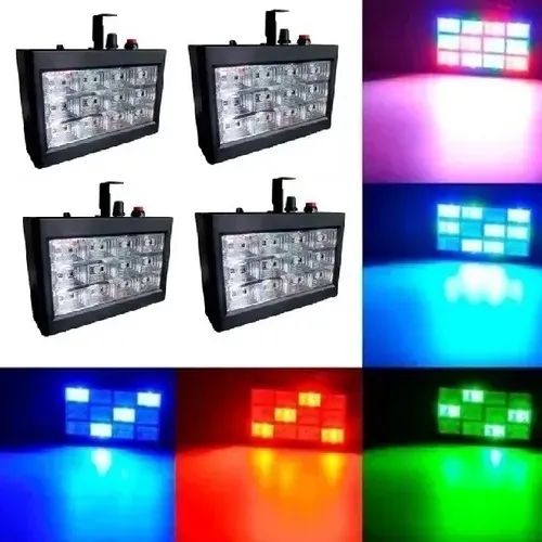 Kit 4 Strobo 12 Leds Rgb 15w Rítmico Bivolt Automático