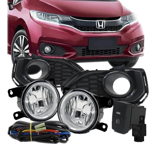 Kit Farol Milha Neblina Moldura Preto Honda Fit 2018 a 2020