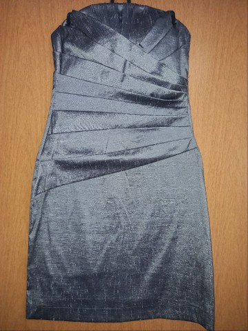 Vestido Curto de Festa da Chiffon - Cinza/brilho