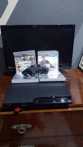 Ps3 bloqueado, com tv 20 polegada 1080p 60hz, 4 jogos originais e um controle - Foto 2