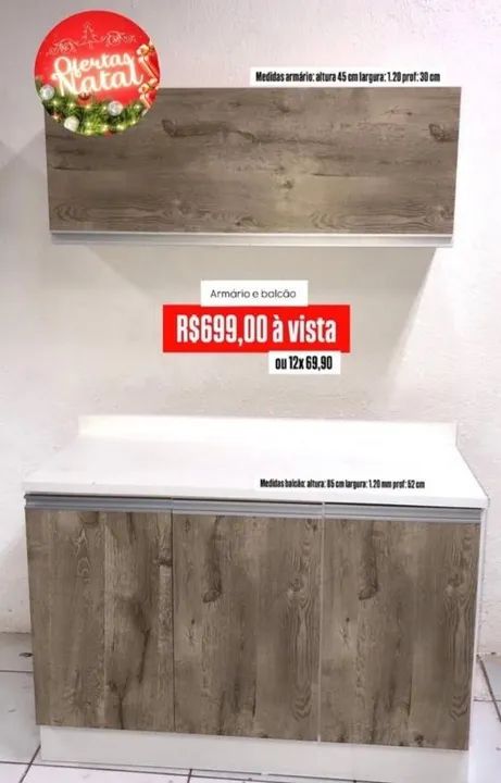 Armário e Balcão Cozinha Amadeirado