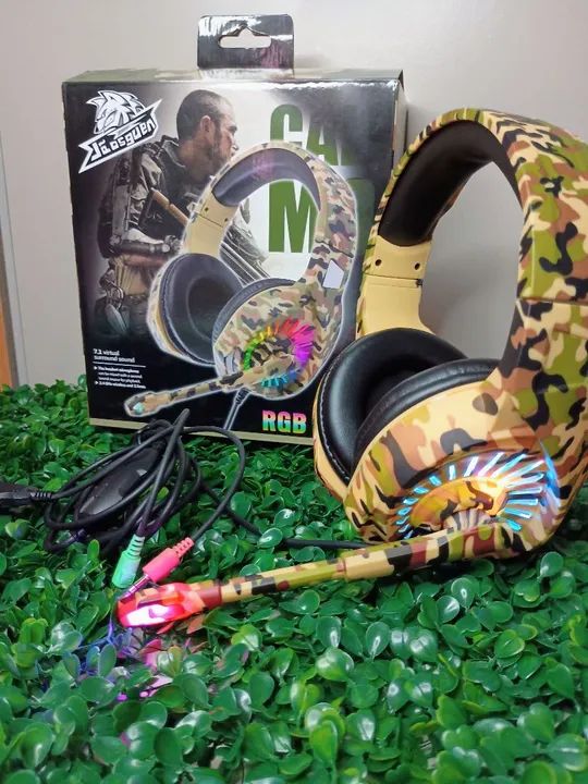Headset Gamer RGB Camuflado com Microfone - Foto 2