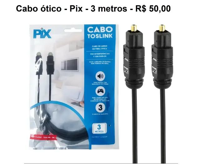 Cabo óptico 1,5m 30,00 / 3m 50,00 (leia descrição do anúncio!!!) - Foto 2