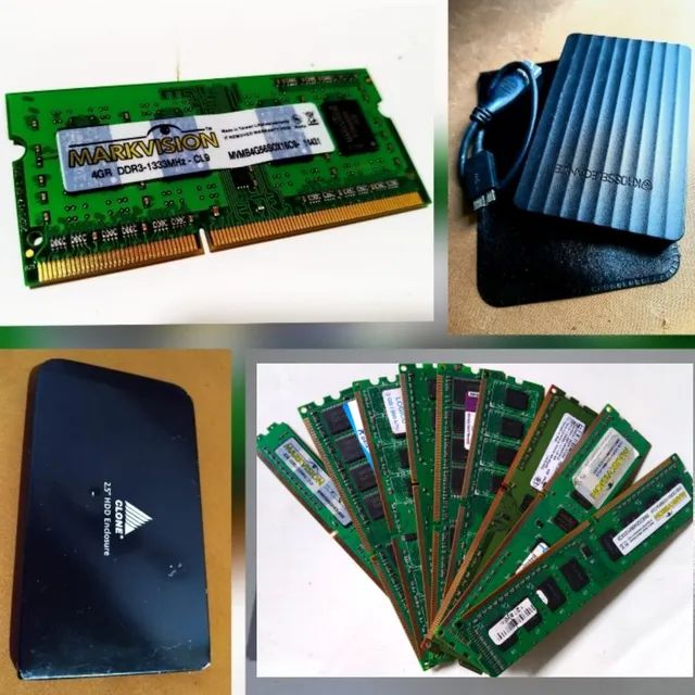 HDD's externos, Case e memórias RAM (Favor ler anúncio)