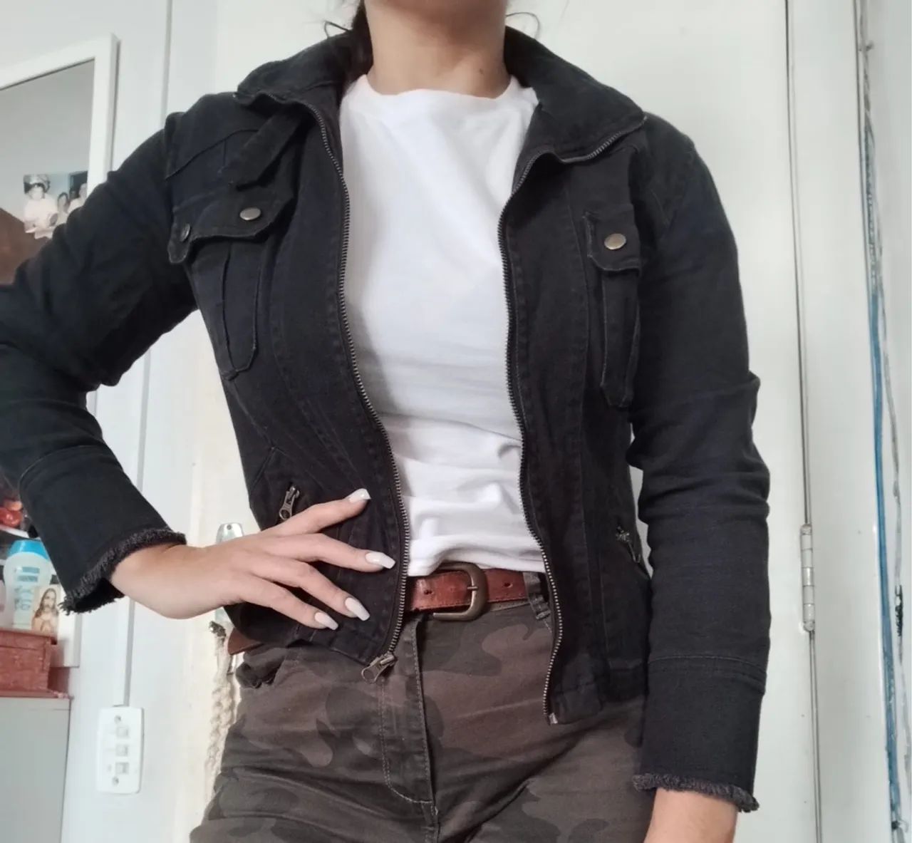 Jaqueta Jeans Feminina Preta