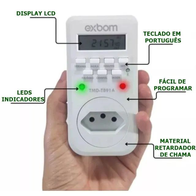 Timer Temporizador Digital Programável Tomada 127v/220v 10A Utilizado - Foto 2