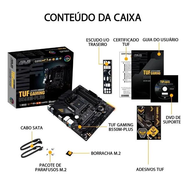 Placa-Mãe ASUS TUF Gaming B550 M-Plus, AMD AM4, mATX, DDR4, Nova, Lacrada - Foto 3