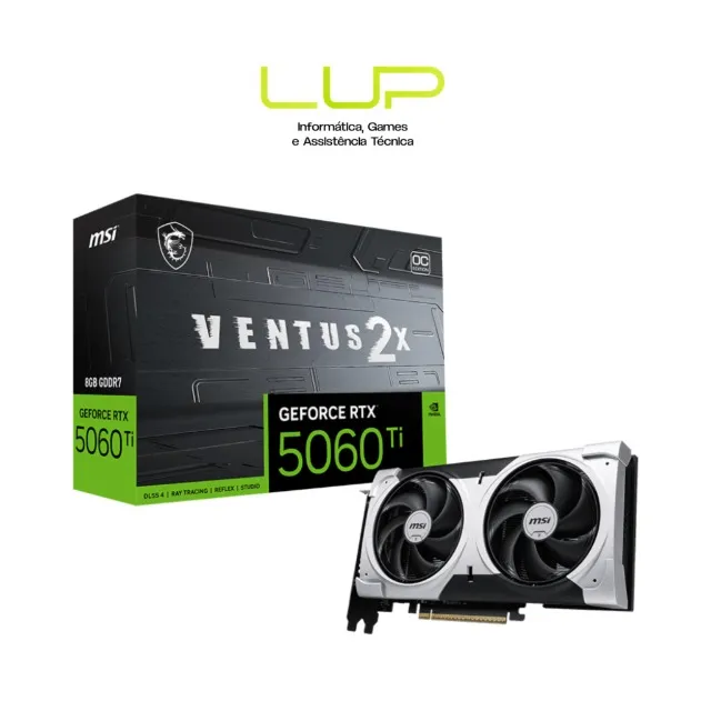 Placa de Vídeo MSI NVIDIA GeForce RTX 5060 Ti Ventus 2X OC, 8GB, GDDR7 - Nova lacrada (loj