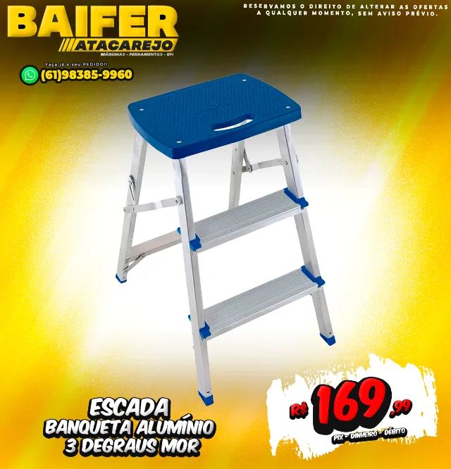 Escada Banqueta Alumínio 3 Degraus Mor