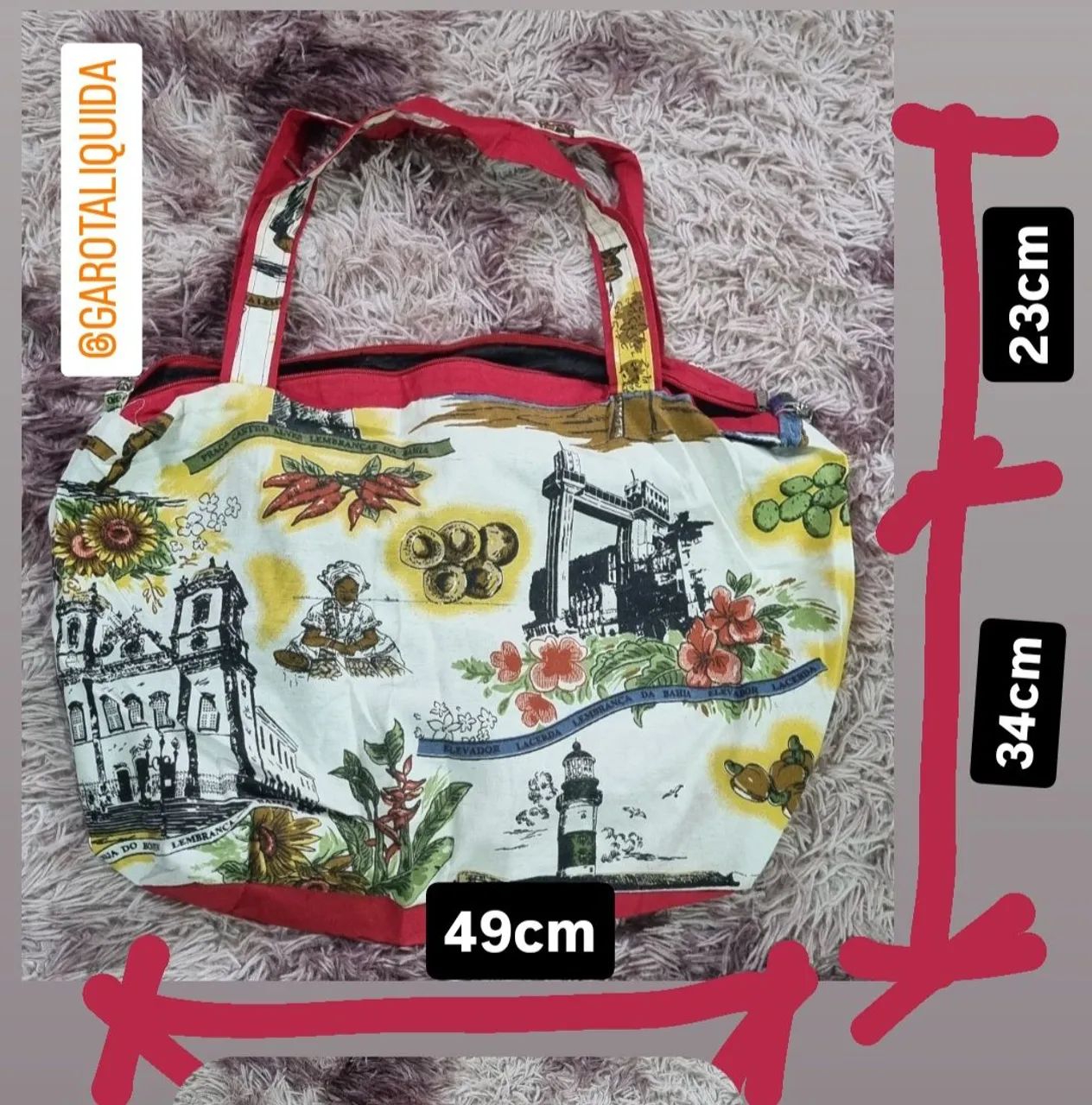Bolsa tecido tamanho medio