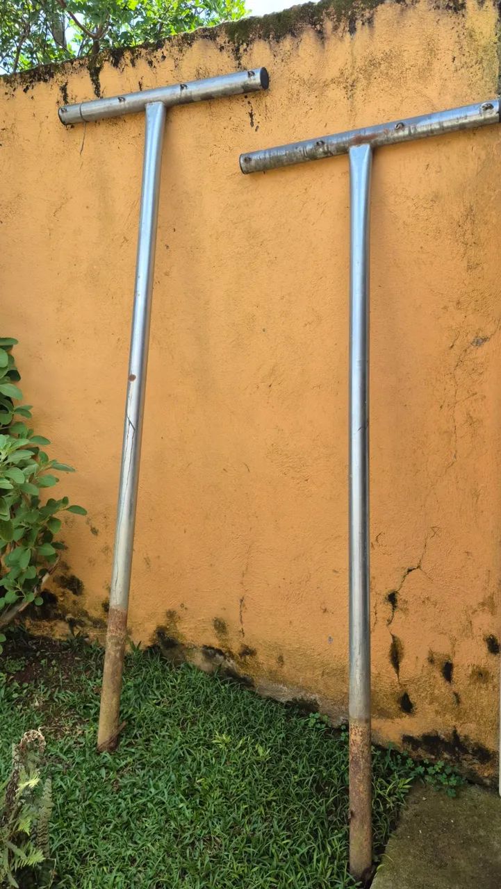 Par de Suporte para Varal em Aço para Área Externa