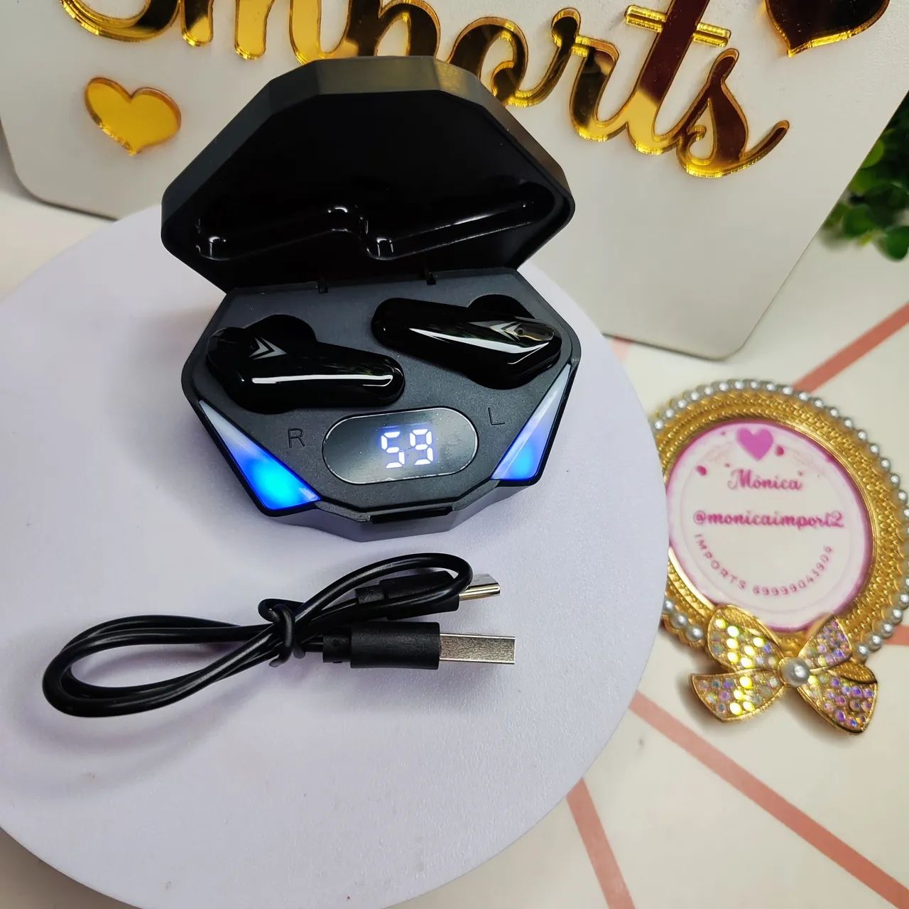 Fone de Ouvido Bluetooth com Caixa de Carregamento - Foto 3