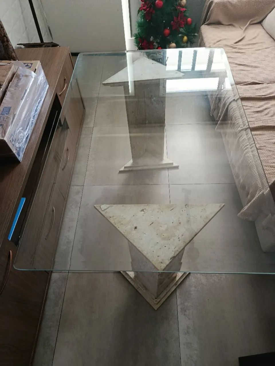 Mesa vidro com pés de mármore.  - Foto 3