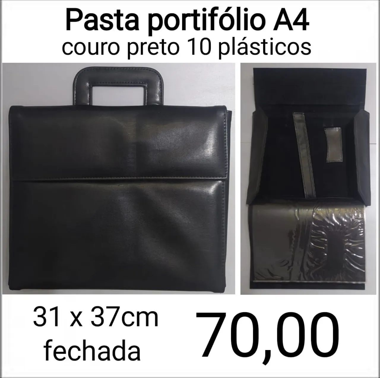 Pasta Portfólio A4 Couro Marrom 19 Plásticos - Foto 2