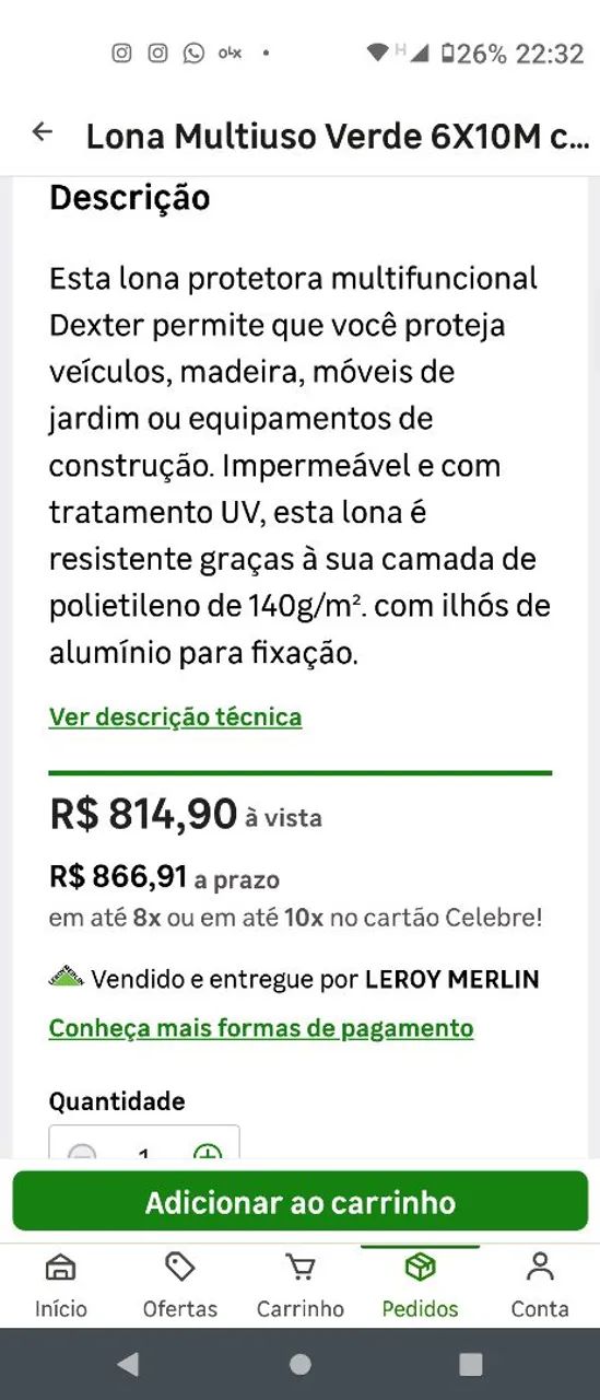 Lona Multiuso Verde 6X10M com Ilhos - Foto 3