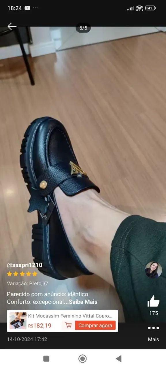 Mocassim Feminino Preto - Foto 4