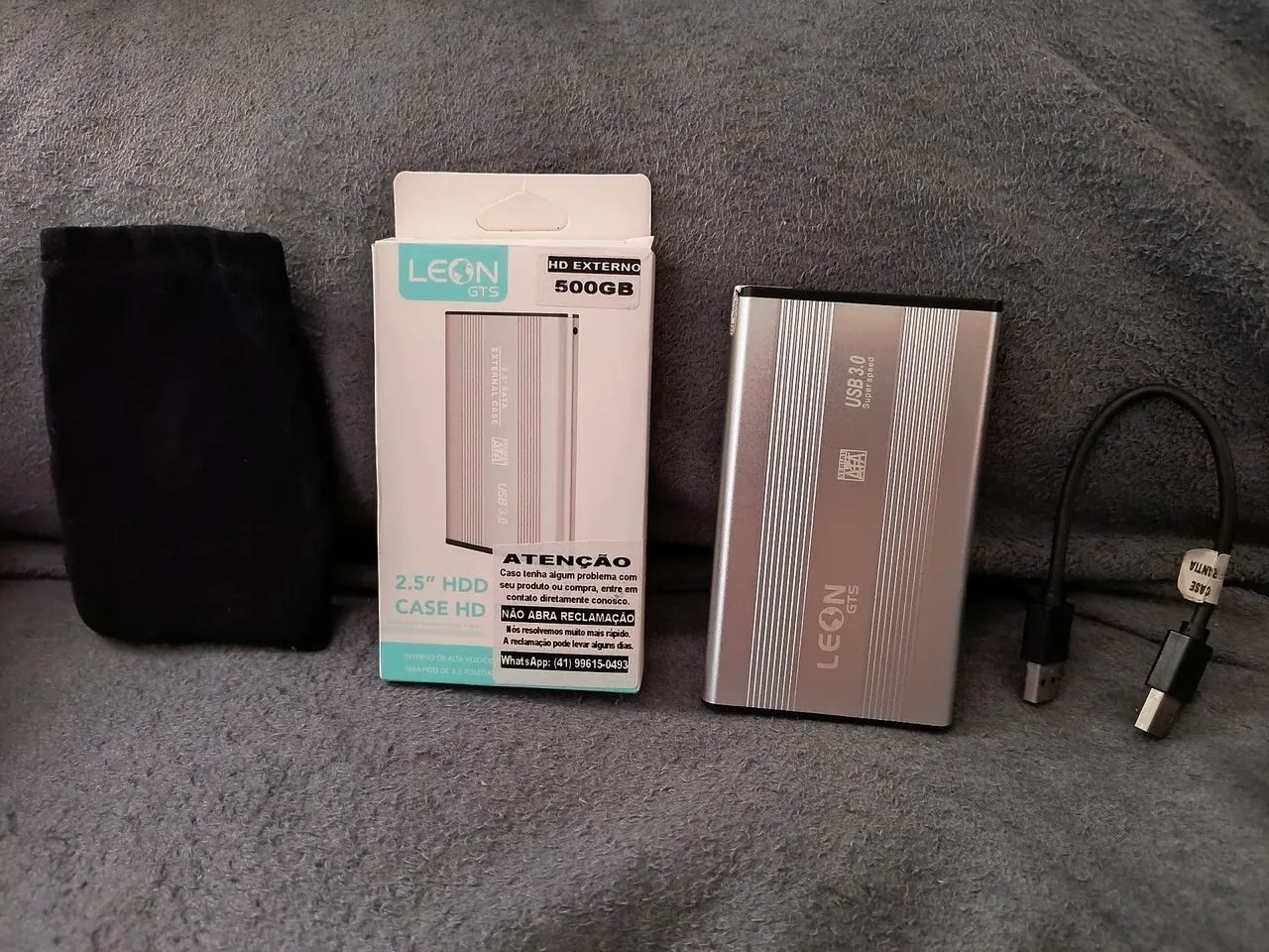 HD Externo Leon GTS USB 3.0 - 500gb - Completo!