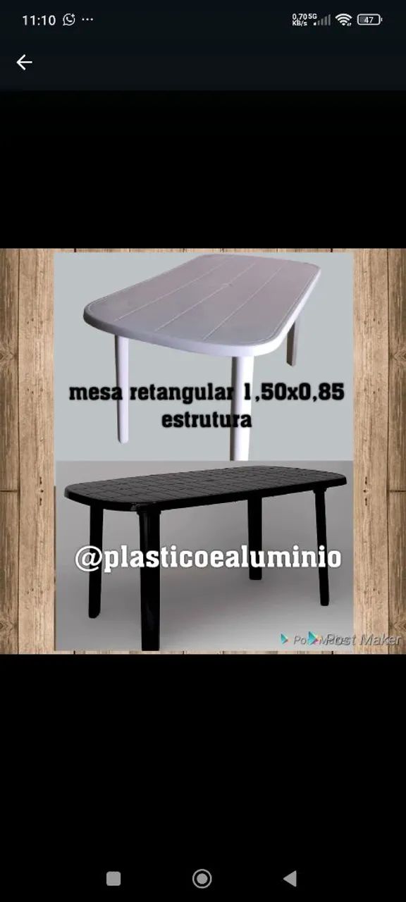 Mesa Retangular 1,50x0,85 - Branca e Preta